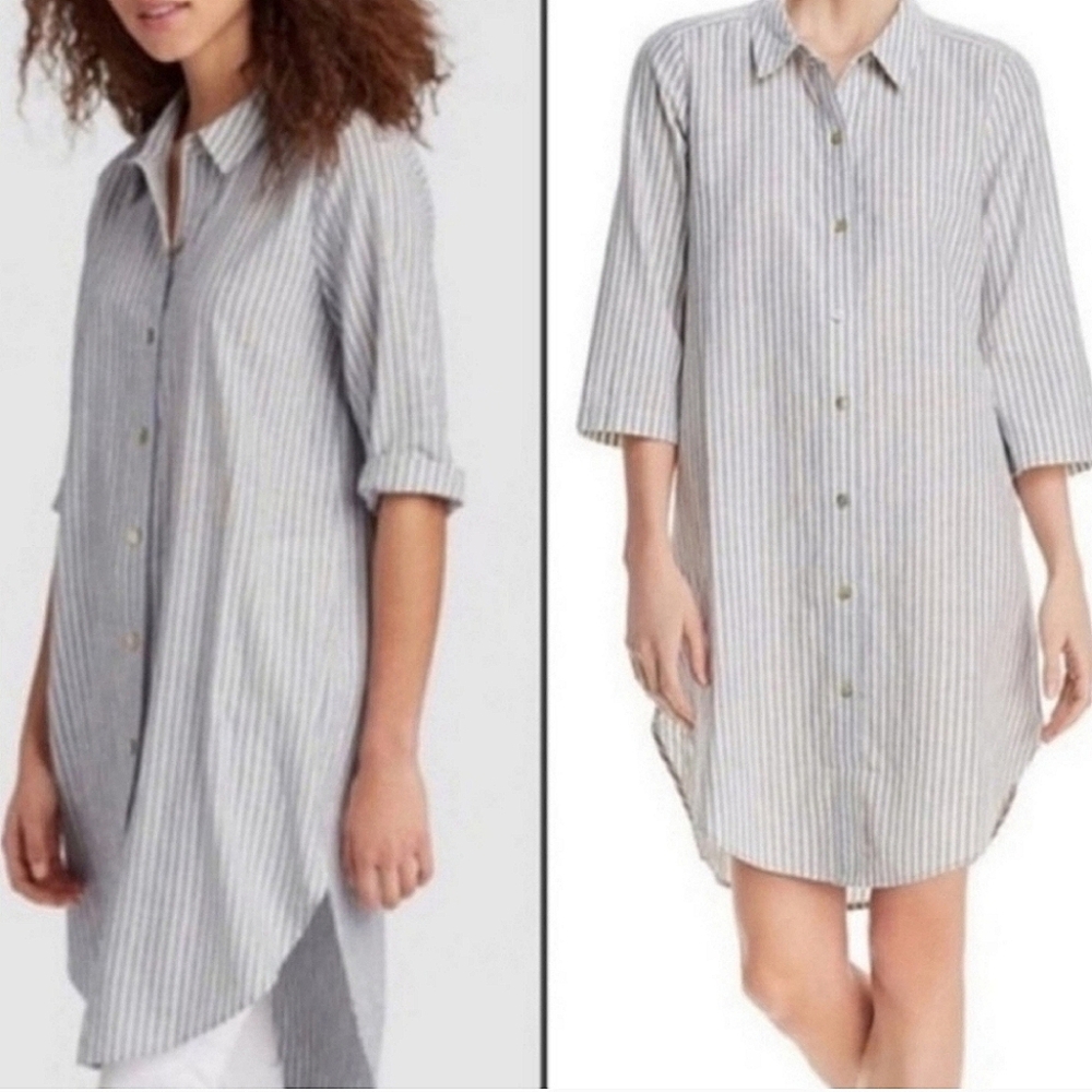 Eileen Fisher organic cotton Hemp blend shirt dress size XS